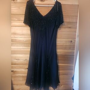 J Kara Black Beaded Midi Dress